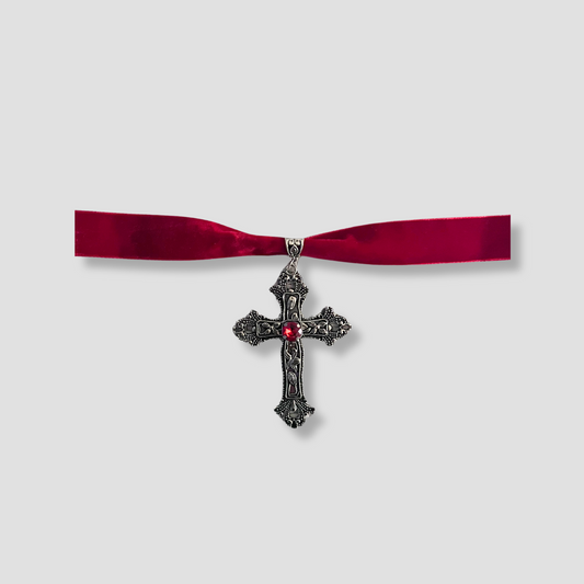 Rouge Crucifix Choker Necklace